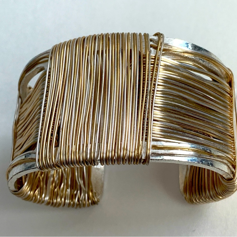 Gold & Silver Bracelet Lot 3 Pieces Cuff Medallion Beaded Wrap - Picture 4 of 17